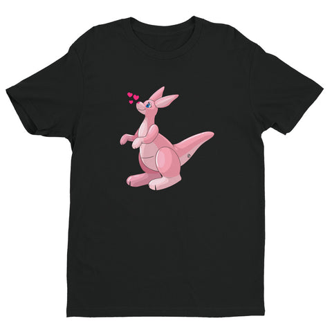 Fitted T-shirt - "Pink Kangaroo" by Arin